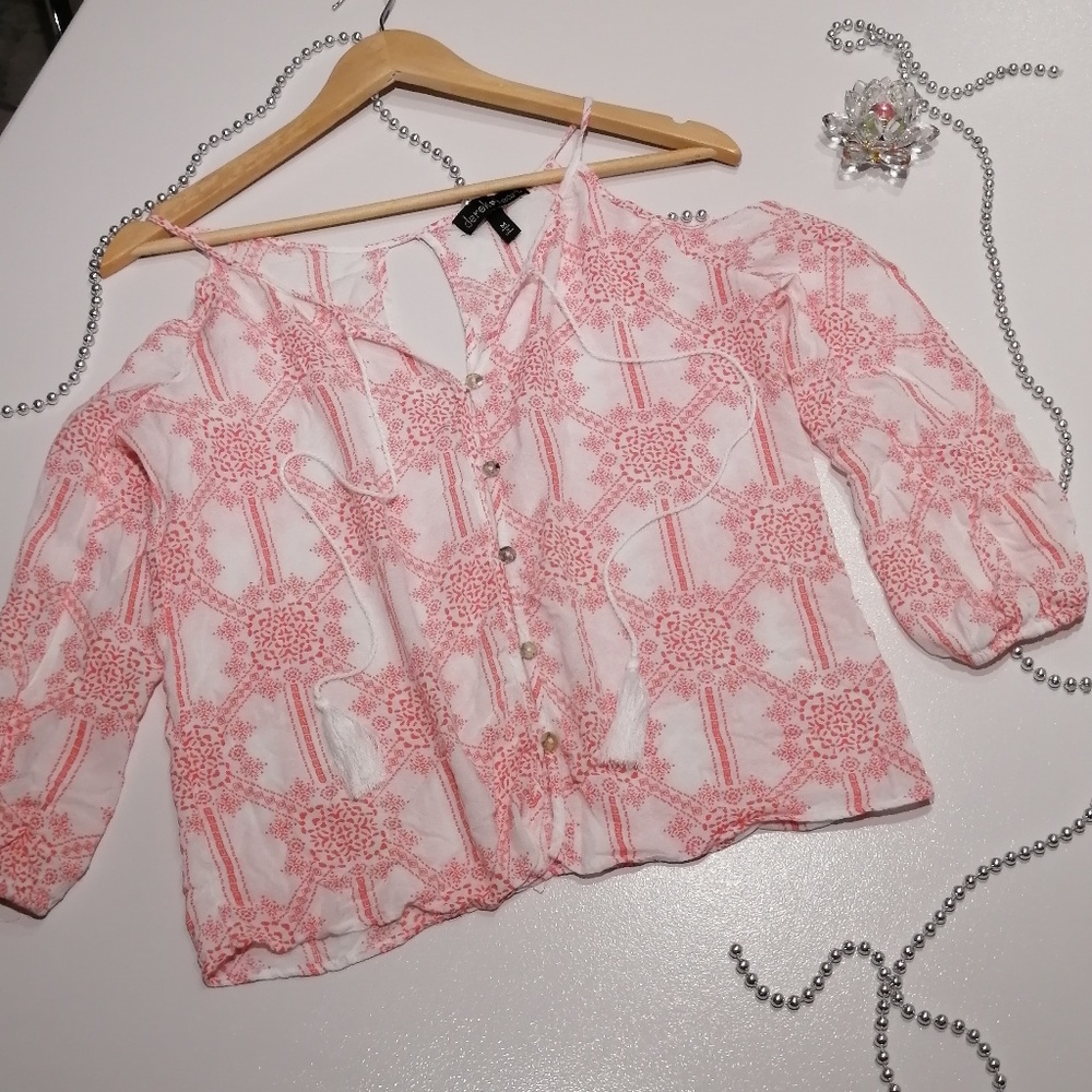 DEREK HEART Boho Cold Shoulder Long Sleeve Top